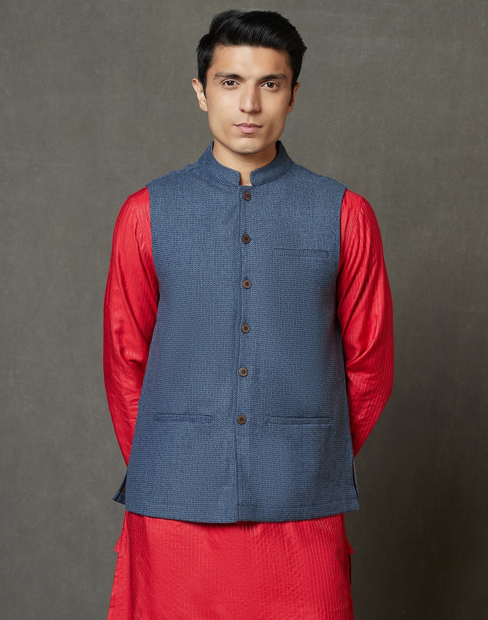 Buy INDIRA Men's Tweed Wool Traditional Himachali Nehru Jacket :Multiple  colors (42, Beige) at Amazon.in