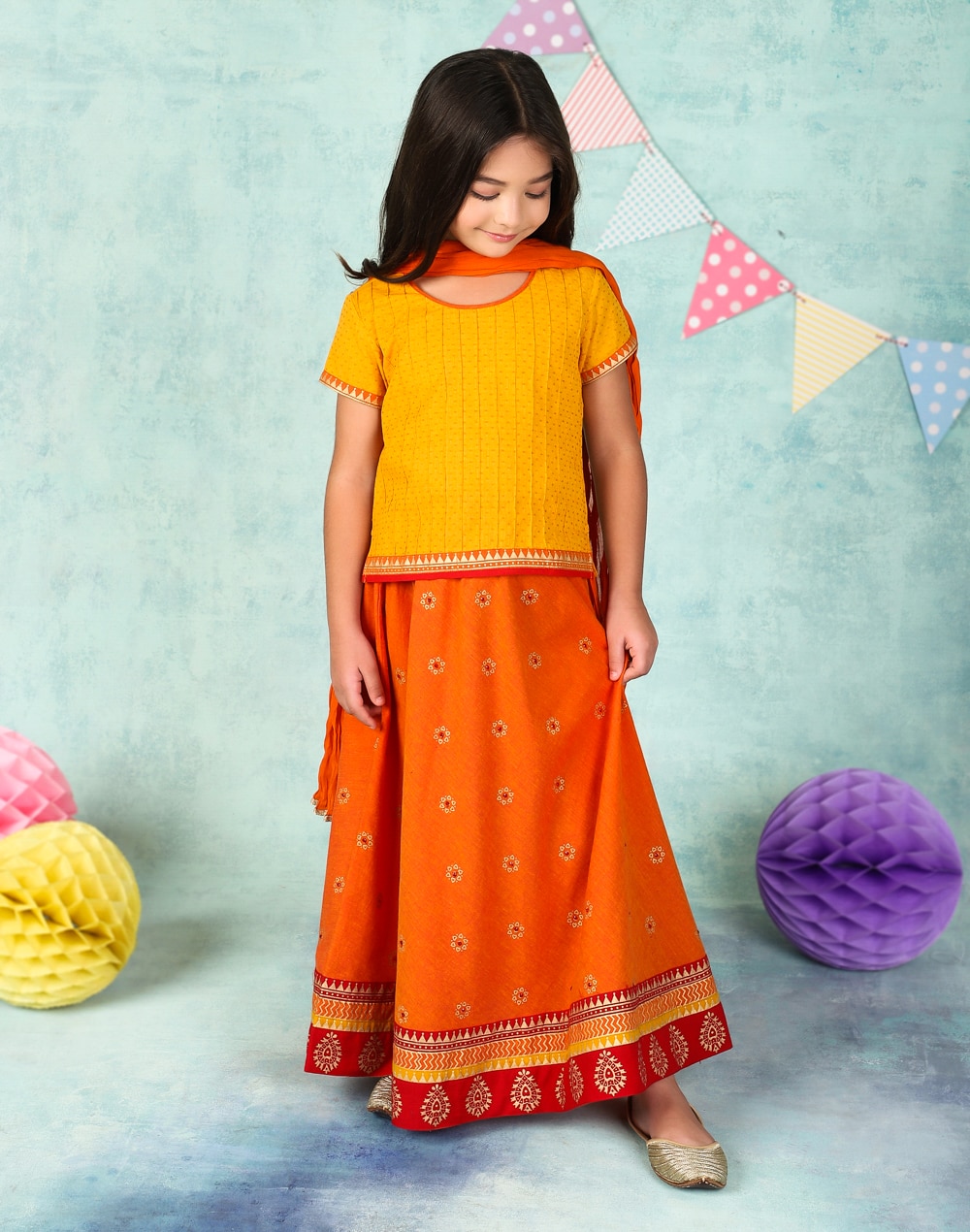 Buy Fabindia Kids TurquoiseLehenga, Choli with Dupatta for Girls Clothing  Online @ Tata CLiQ