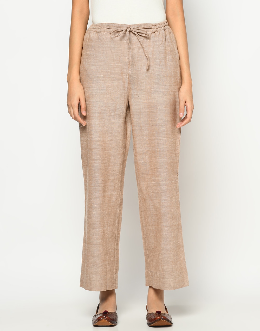 Buy Fabindia Women's Straight Pants (10431202_L_Brown) at Amazon.in