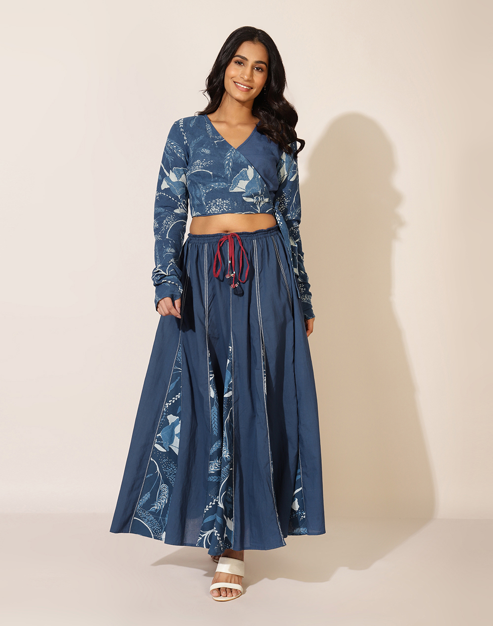 Buy Women Indigo Kali Chevron Anarkali Skirt Online At Best Price -  Sassafras.in