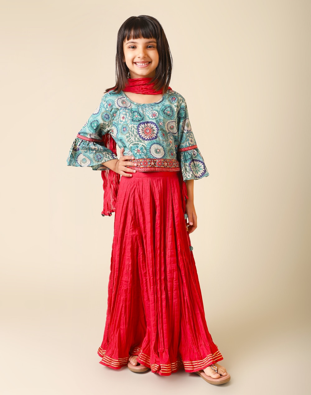 Buy Cotton Printed 2Pc Lehenga Choli Set for Kids Online at Fabindia |  10722547